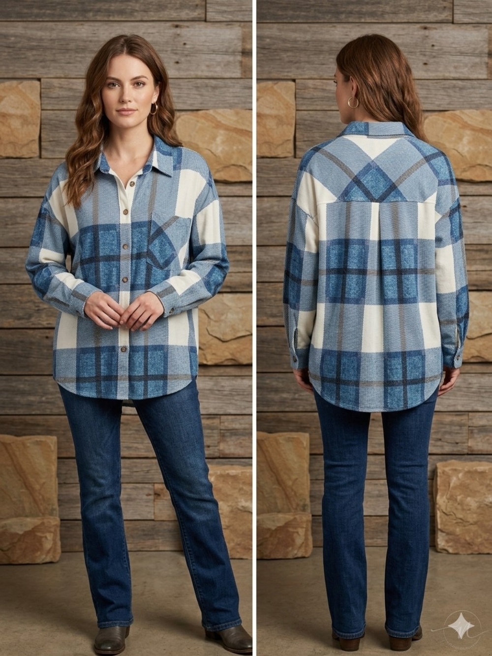 Eden & Olivia Plaid Button-Front Shirt Woman's Size S